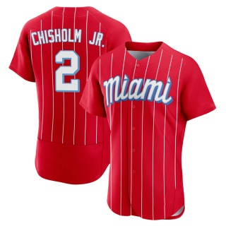 Miami Marlins Men's Jazz Chisholm Jr. 2021 City Connect Jersey - Red Authentic