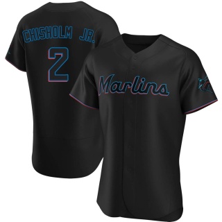 Miami Marlins Men's Jazz Chisholm Jr. Alternate Jersey - Black Authentic