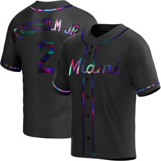 Miami Marlins Men's Jazz Chisholm Jr. Alternate Jersey - Black Holographic Replica
