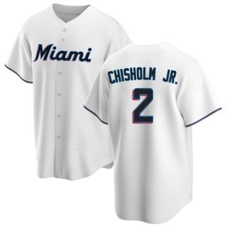 Miami Marlins Men's Jazz Chisholm Jr. Home Jersey - White Replica