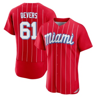 Miami Marlins Men's Jose Devers 2021 City Connect Jersey - Red Authentic