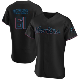 Miami Marlins Men's Jose Devers Alternate Jersey - Black Authentic