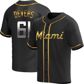 Miami Marlins Men's Jose Devers Alternate Jersey - Black Golden Replica