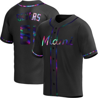 Miami Marlins Men's Jose Devers Alternate Jersey - Black Holographic Replica