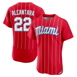 Miami Marlins Men's Sandy Alcantara 2021 City Connect Jersey - Red Authentic