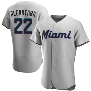 Miami Marlins Men's Sandy Alcantara Road Jersey - Gray Authentic