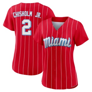 Miami Marlins Women's Jazz Chisholm Jr. 2021 City Connect Jersey - Red Authentic