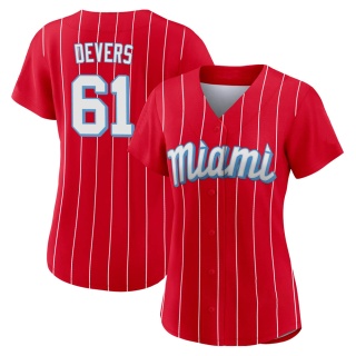 Miami Marlins Women's Jose Devers 2021 City Connect Jersey - Red Authentic