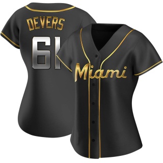 Miami Marlins Women's Jose Devers Alternate Jersey - Black Golden Replica