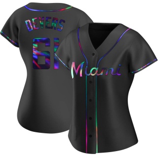 Miami Marlins Women's Jose Devers Alternate Jersey - Black Holographic Replica