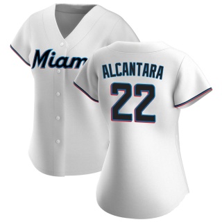 Miami Marlins Women's Sandy Alcantara Home Jersey - White Replica