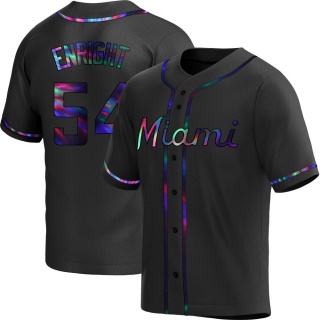 Miami Marlins Youth Nicholas Enright Alternate Jersey - Black Holographic Replica