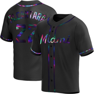Miami Marlins Youth Sandy Alcantara Alternate Jersey - Black Holographic Replica
